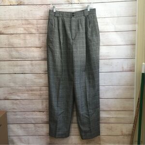 Classic Plaid High-Waist Trousers - Gray